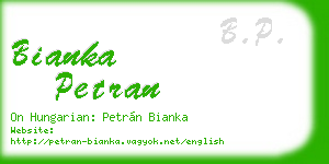bianka petran business card