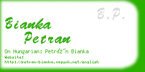 bianka petran business card